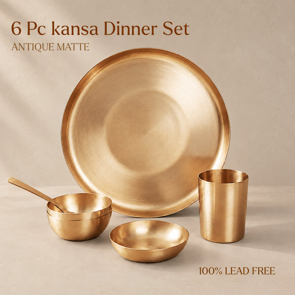 6-Piece Kansa Ayurvedic Thali 11.5" (कांसे का डिनर सेट)