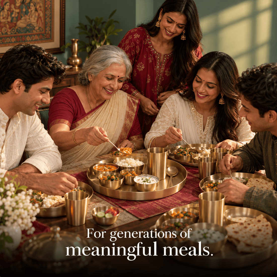 6-Piece Kansa Dinner Set · Thali Size - 10.5" · 100% Lead-Free (कांसे का डिनर सेट) - Moksae6-Piece Kansa Dinner Set · Thali Size - 10.5" · 100% Lead-Free (कांसे का डिनर सेट)
