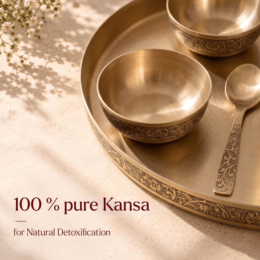 6-Piece Kansa Dinner Set · Thali Size - 10.5" · 100% Lead-Free (कांसे का डिनर सेट) - Moksae6-Piece Kansa Dinner Set · Thali Size - 10.5" · 100% Lead-Free (कांसे का डिनर सेट)