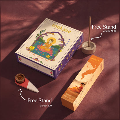 Moksae Festive Calm Diwali Gift Box (3 Daily Incense Packs + 1 Sacred Havan Cup Set)