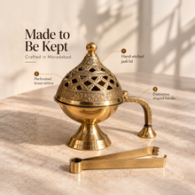 Moksae Sthira Pure Brass Dhuni Fumer & Frankincense Resin Gift Set