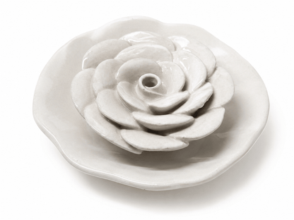 Ceramic Rose Incense Holder – Handcrafted in Khurja - MoksaeCeramic Rose Incense Holder – Handcrafted in Khurja