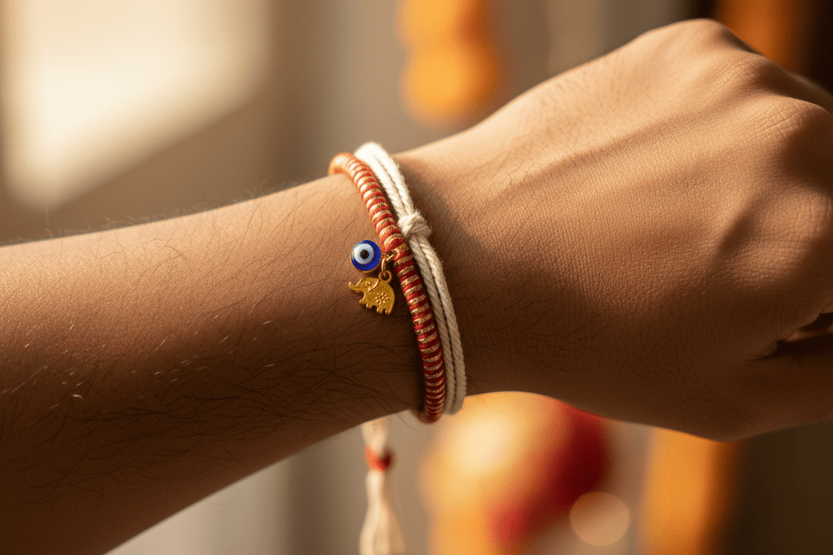 Double Charm Protection Rakhi - MoksaeDouble Charm Protection Rakhi