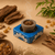 Havan Cup Stand – Blue Floral Ceramic Base