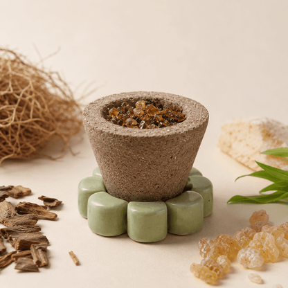 Havan Cup Stand – Ceramic Flower Base - MoksaeHavan Cup Stand – Ceramic Flower Base