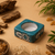 Havan Cup Stand – Teal Floral Ceramic Base
