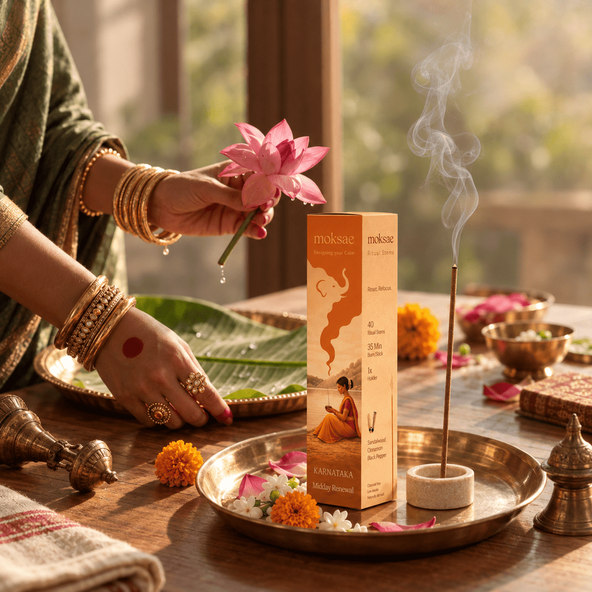 Sandalwood, Lemongrass & Patchouli Bambooless Incense | The Full Day Set - MoksaeSandalwood, Lemongrass & Patchouli Bambooless Incense | The Full Day Set