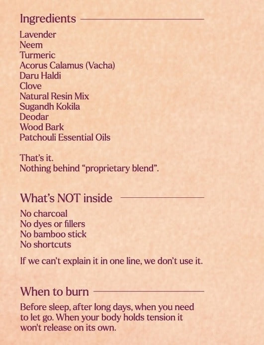 Ingredients, What's NOT inside & When to burn